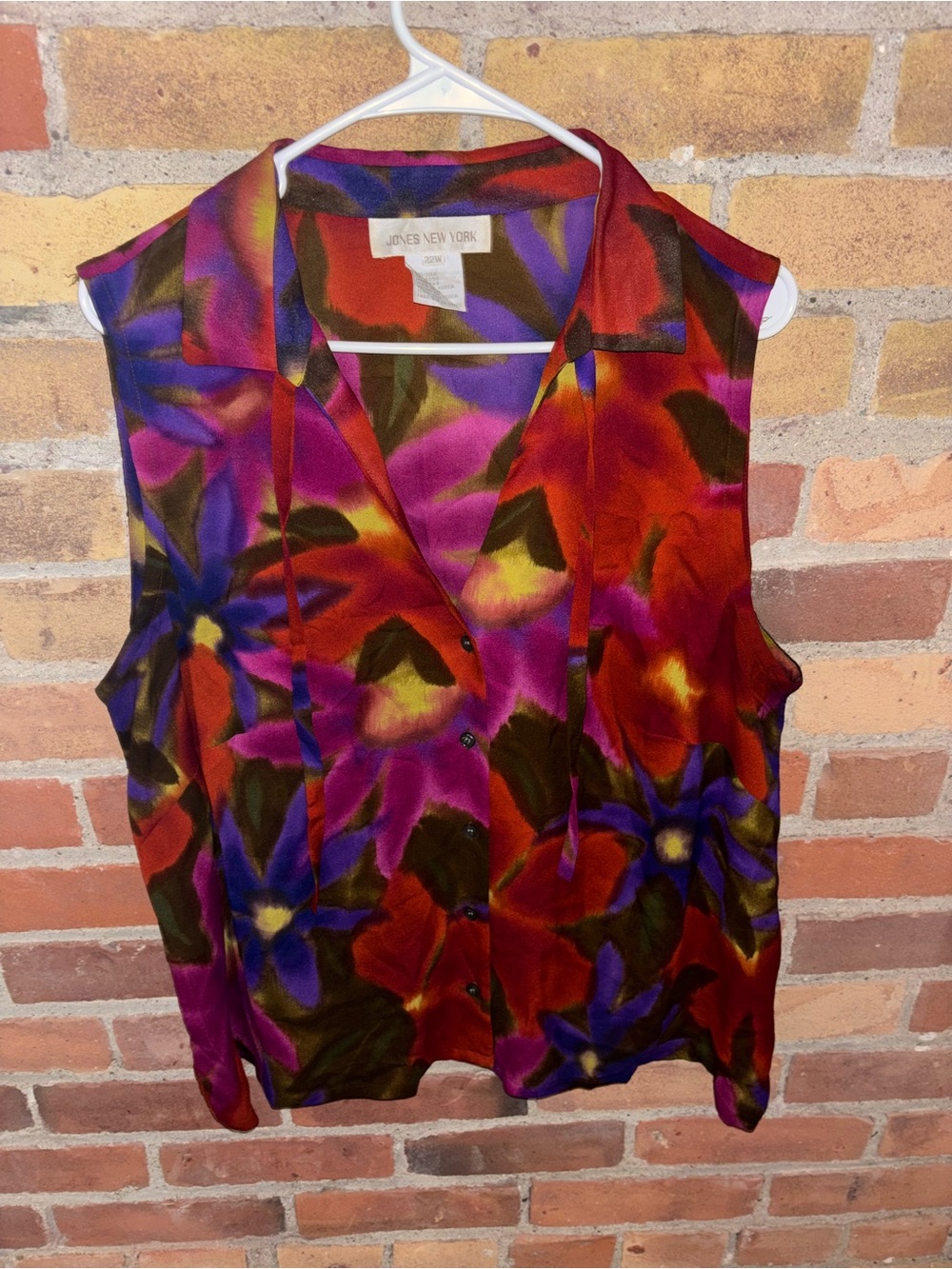 Jones New York Multicolor Floral Silk Sleeveless Blouse